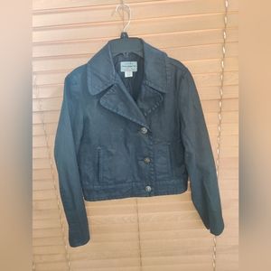 Ralph Lauren Crop Top Jacket, Dark Blue Women Biker Coat